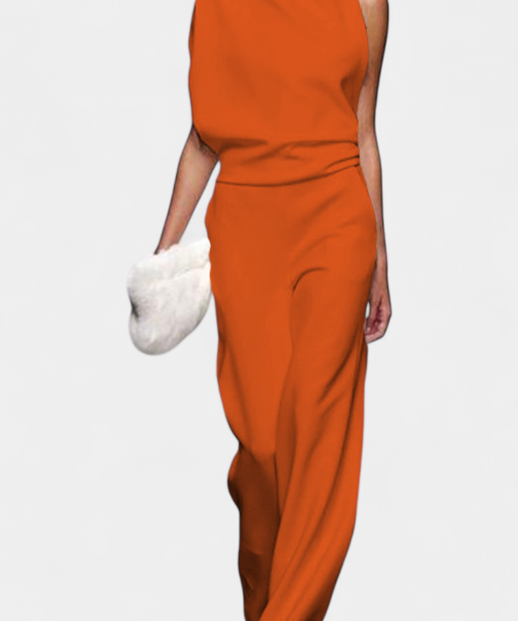 Etta Asymmetrical Fluid Leg Jumpsuit