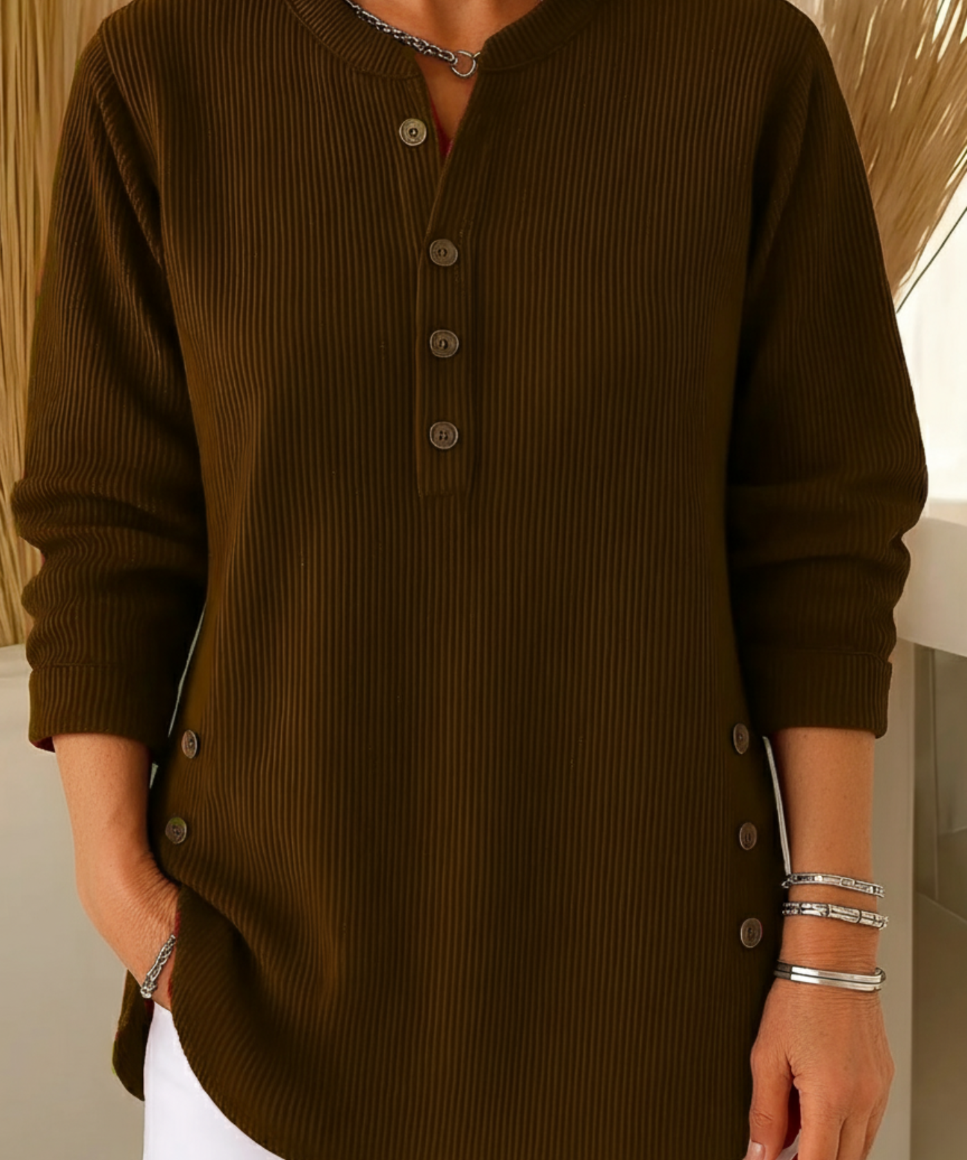 Elise Jersey de Punto Liso con Mangas Largas