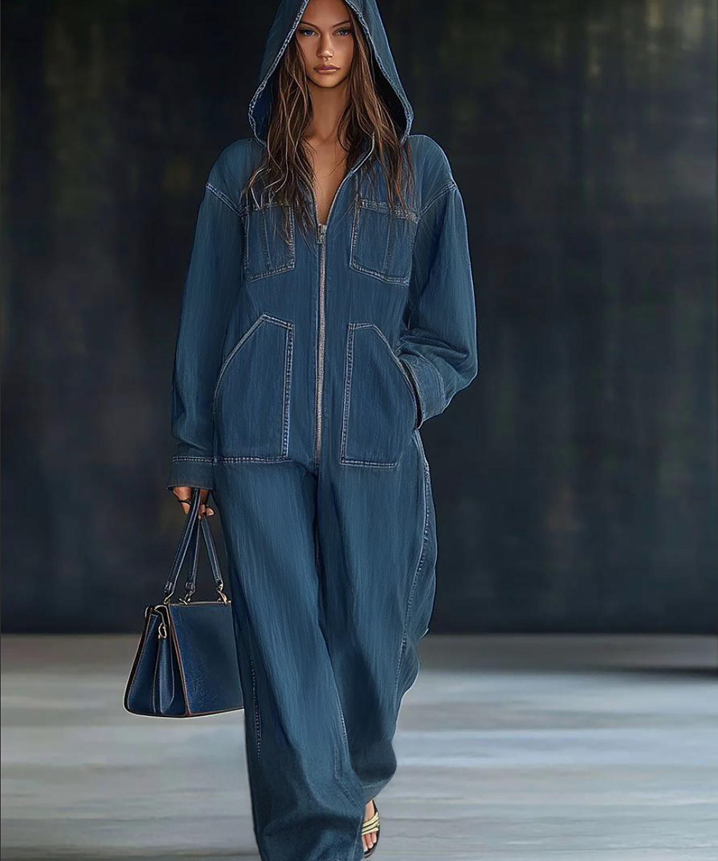 Tiria Long-Sleeve Jumpsuit with Hood