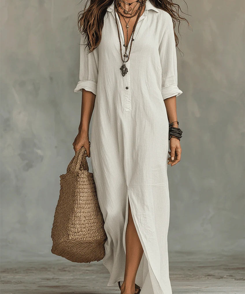 Carmen | Oversized Black Maxi Dress with Buttons