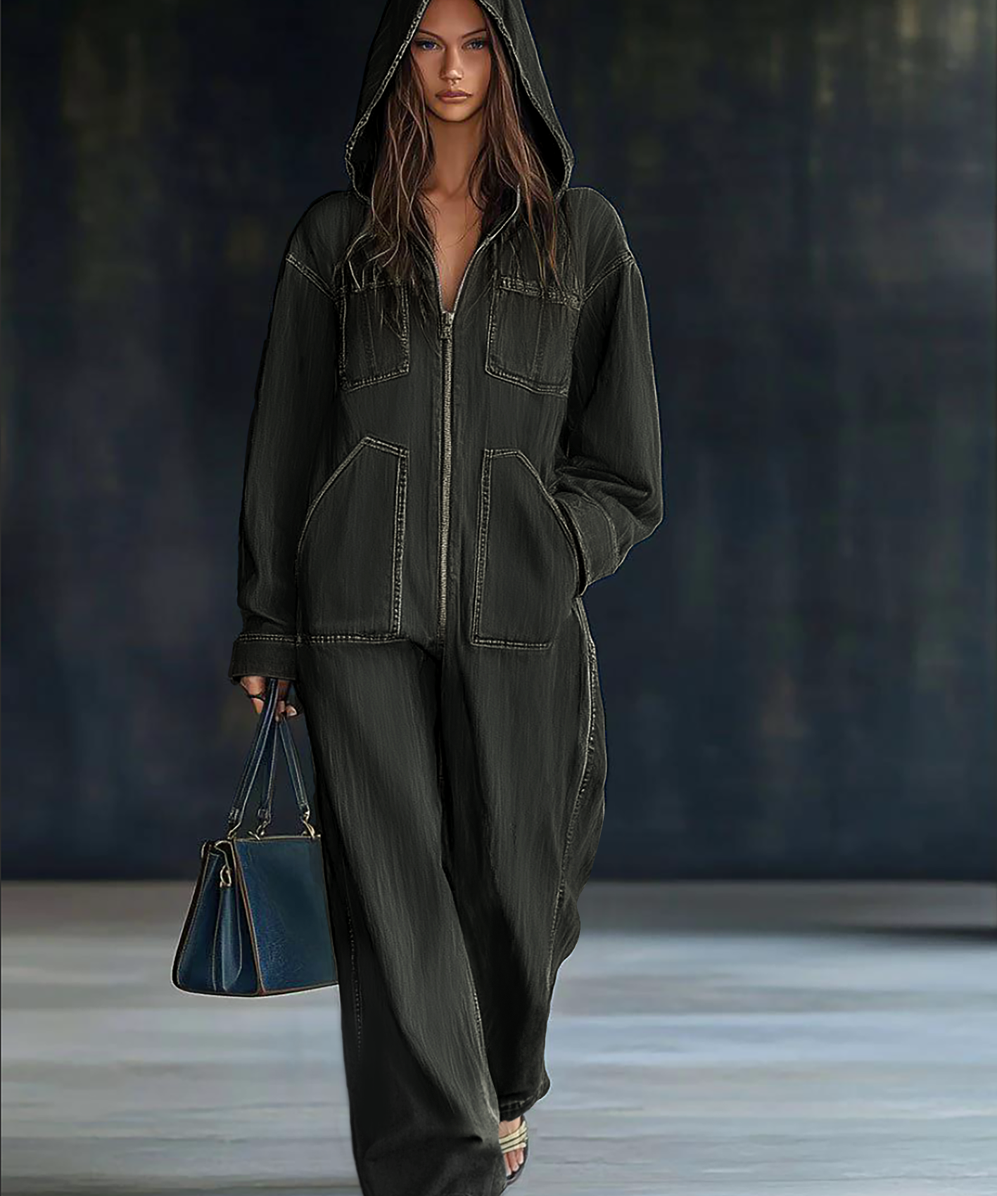 Tiria Long-Sleeve Jumpsuit with Hood