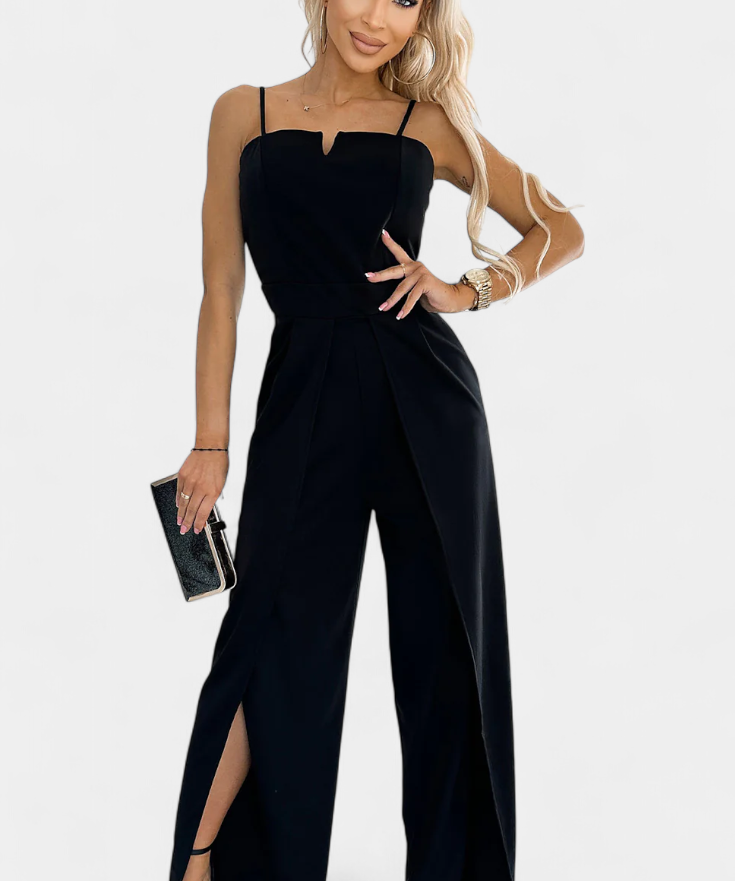 Prescillia Jumpsuit with Spaghetti Straps and Leg Opening