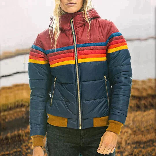 Ines - Retro Hooded Leather Jacket