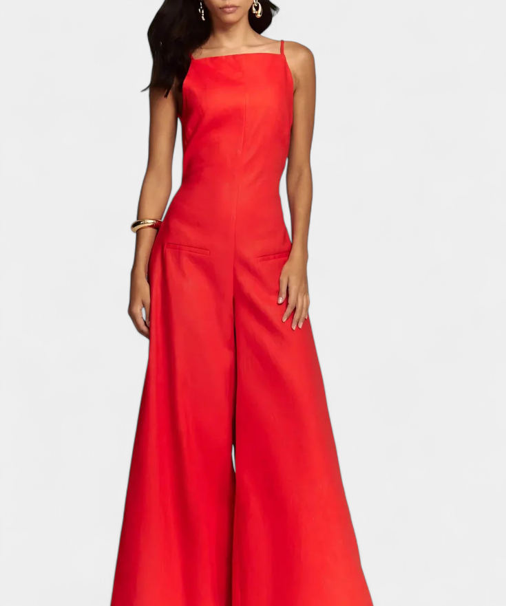 Belen Wide-Leg Halter Jumpsuit with Radiant Fall