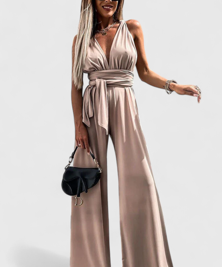 Ivana Wide-Leg Jumpsuit with Crossed Back