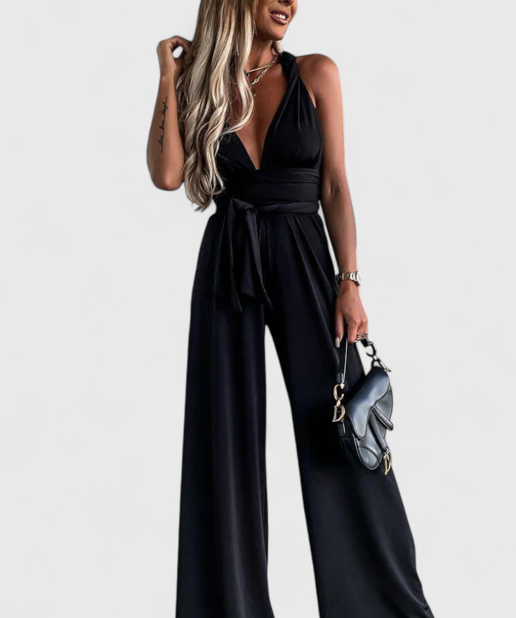 Ivana Wide-Leg Jumpsuit with Crossed Back