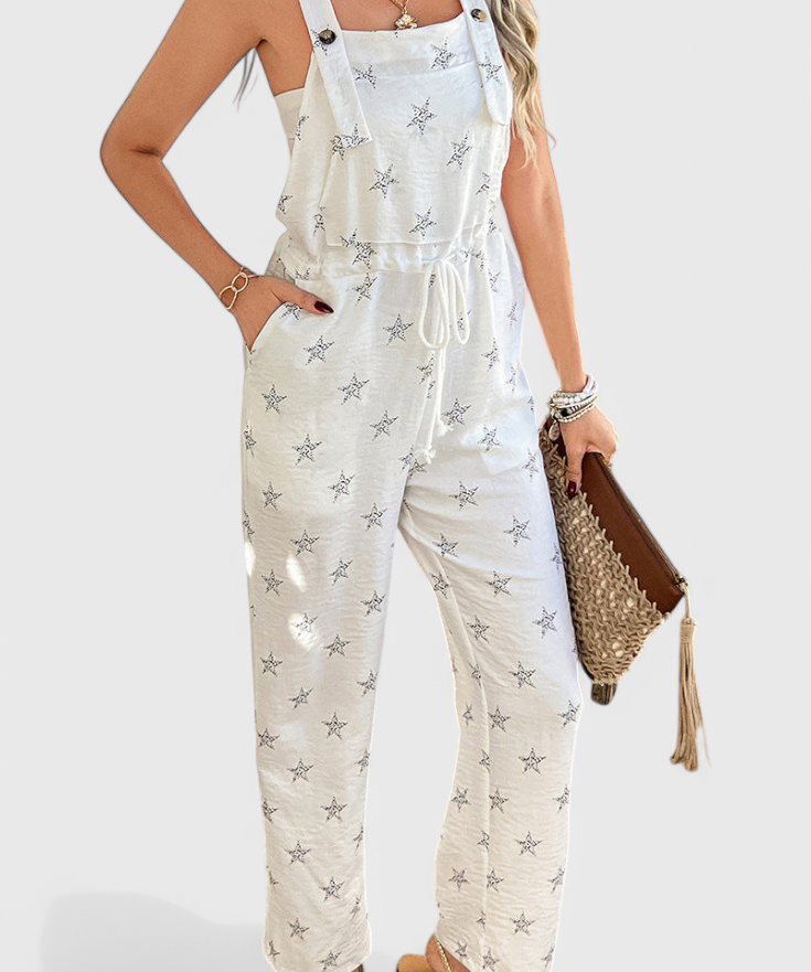 Bianca Relaxed Long Jumpsuit with Star Print
