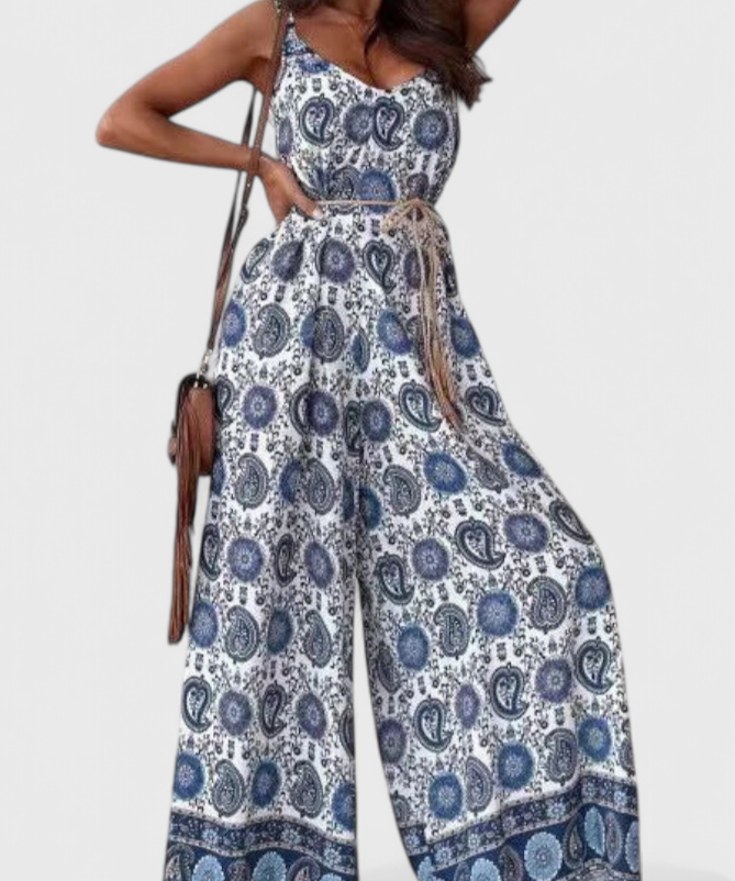 Gabriella Wide Leg Jumpsuit with Bold Print