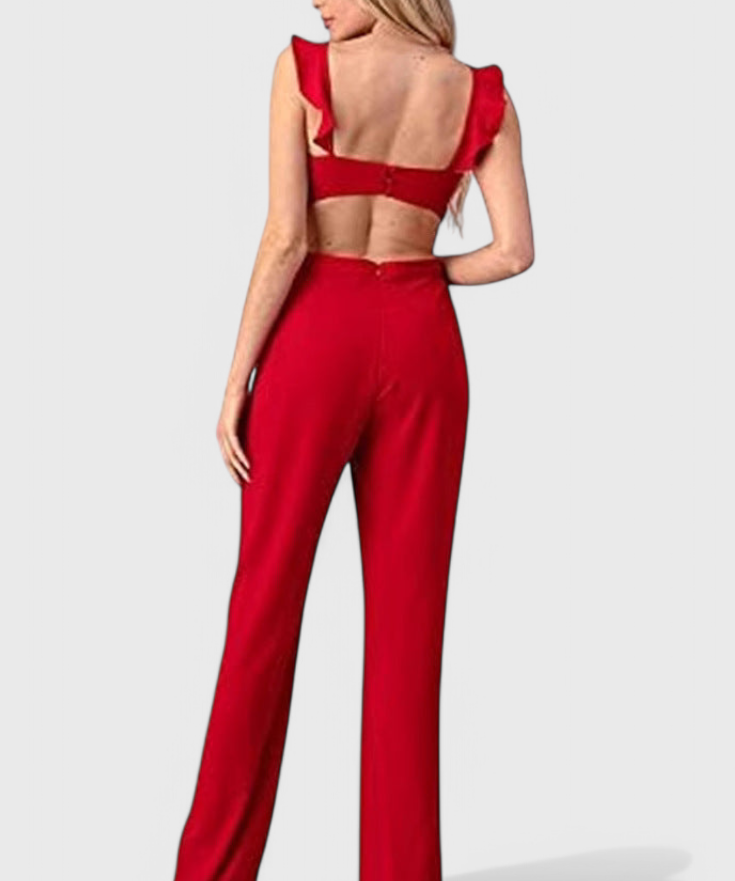 Chantal Jumpsuit with Cut-Out and Ruffles