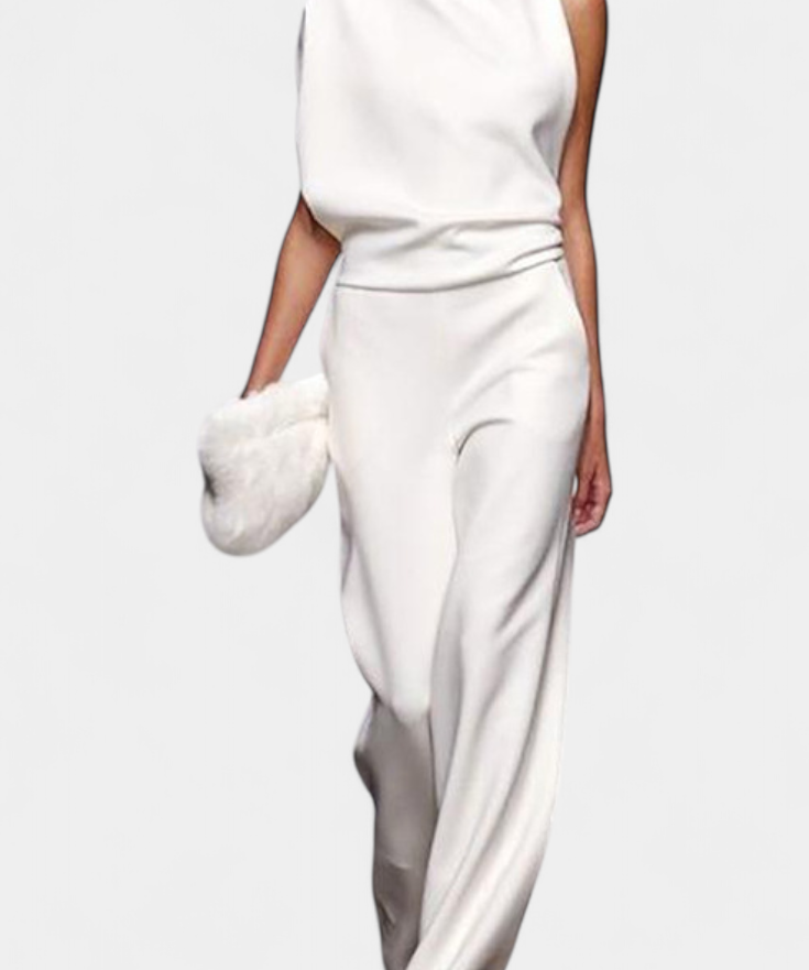 Etta Asymmetrical Fluid Leg Jumpsuit