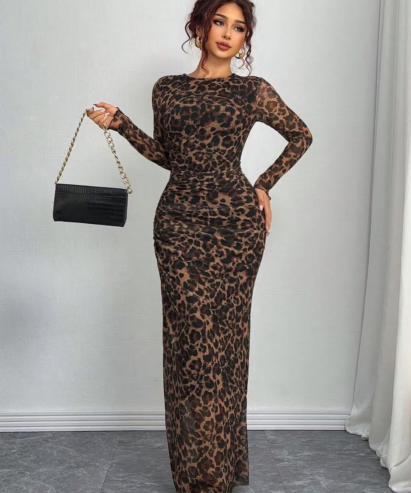 Natalia | Comfortable Printed Long Sleeve Maxi Bodycon Dress