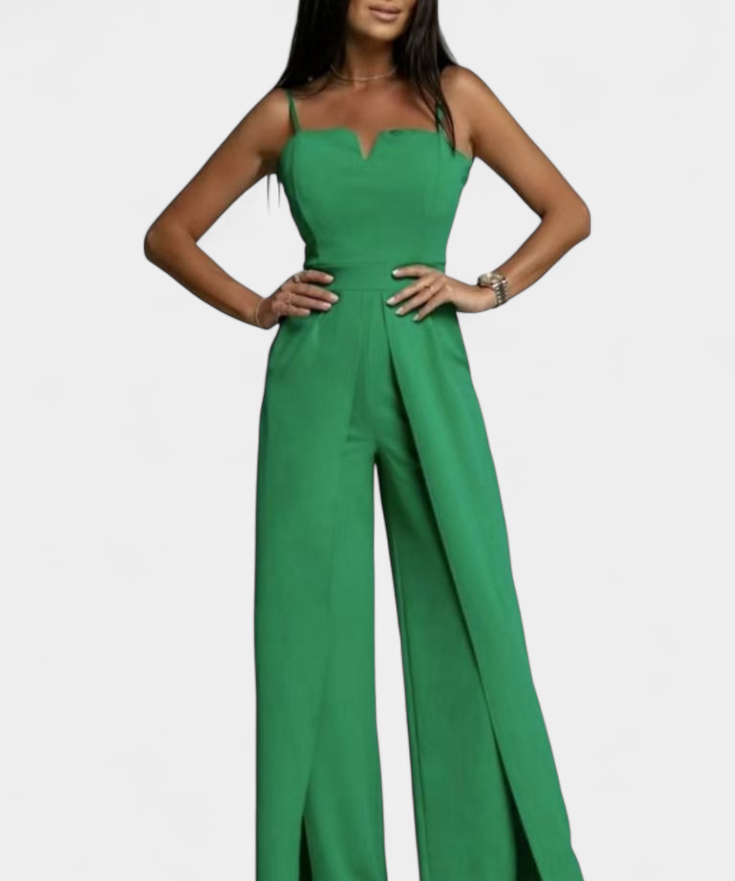 Prescillia Jumpsuit with Spaghetti Straps and Leg Opening