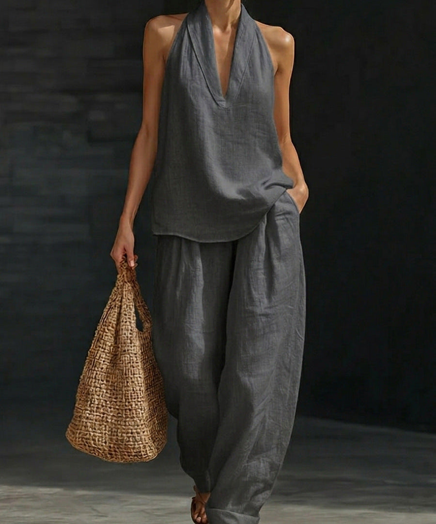 Zoë™ Sleeveless Set with Wide Trousers