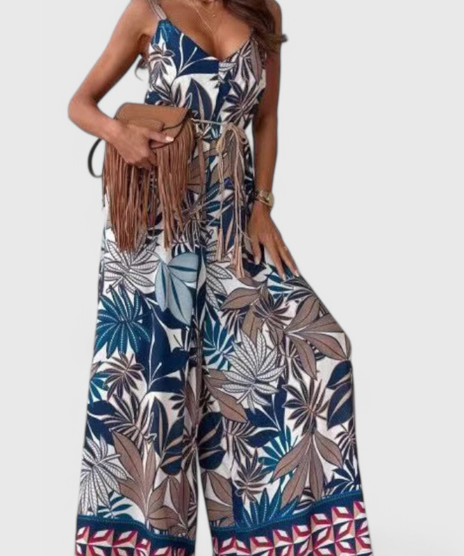 Gabriella Wide Leg Jumpsuit with Bold Print