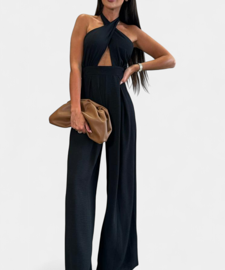 Jessica Mono Halter Cross Backless Wide Leg