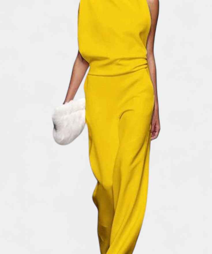 Etta Asymmetrical Fluid Leg Jumpsuit