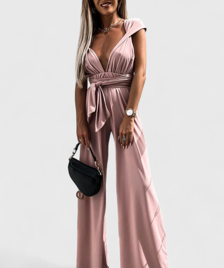 Ivana Wide-Leg Jumpsuit with Crossed Back