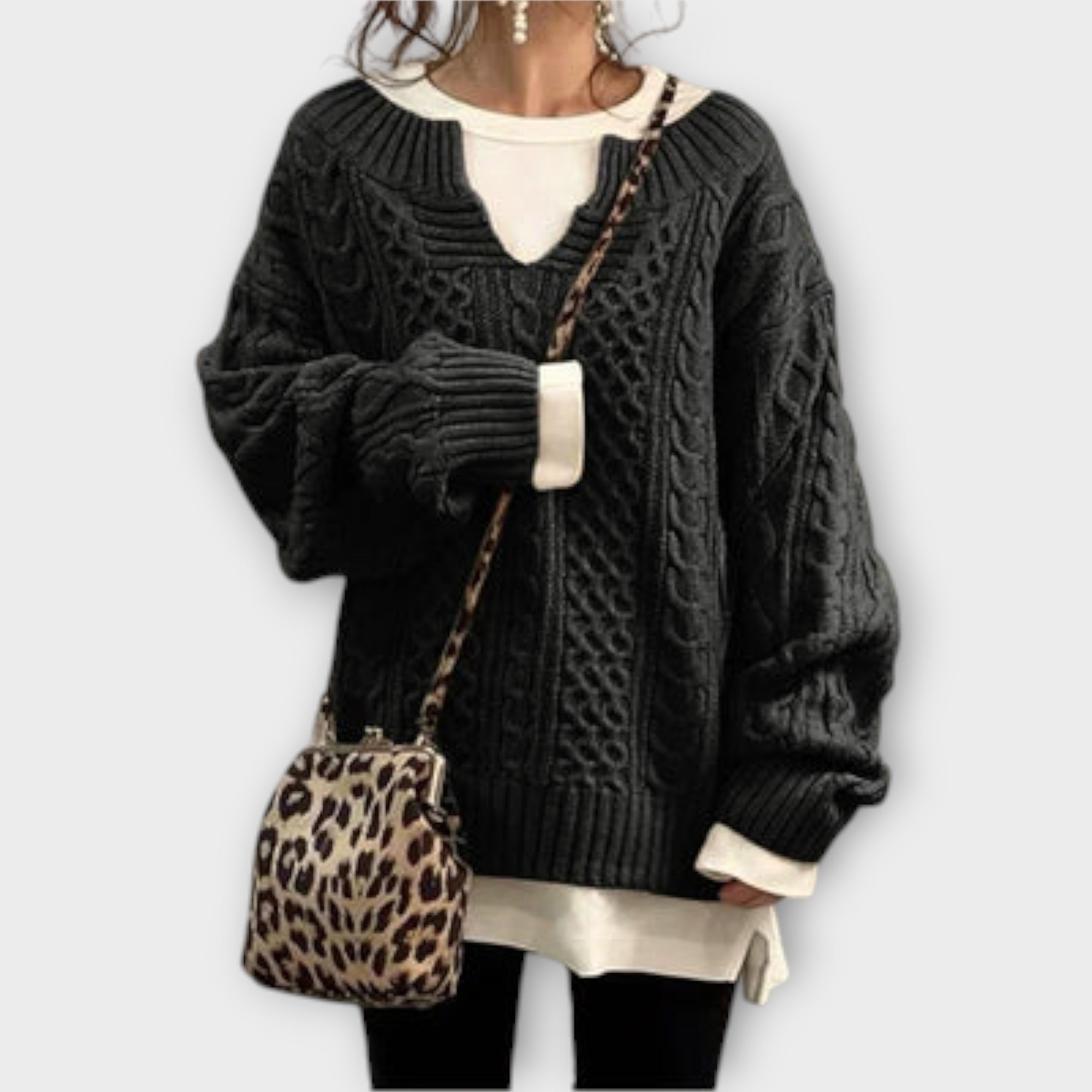 Lili - Suéter oversized con motivo de trenzas