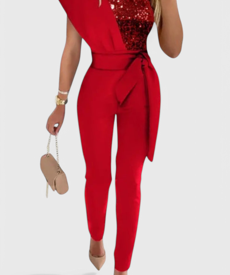 Layla Sequin One-Shoulder Jumpsuit