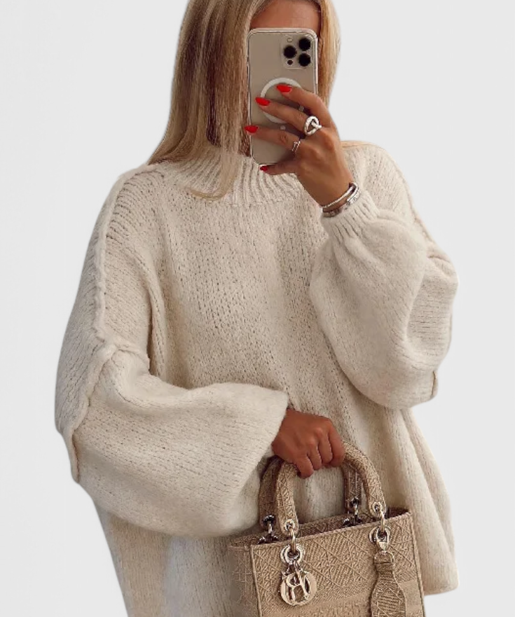 Cassia Jersey de Punto Oversized con Mangas Globo