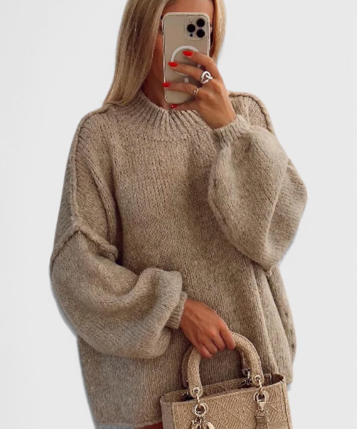 Cassia Jersey de Punto Oversized con Mangas Globo
