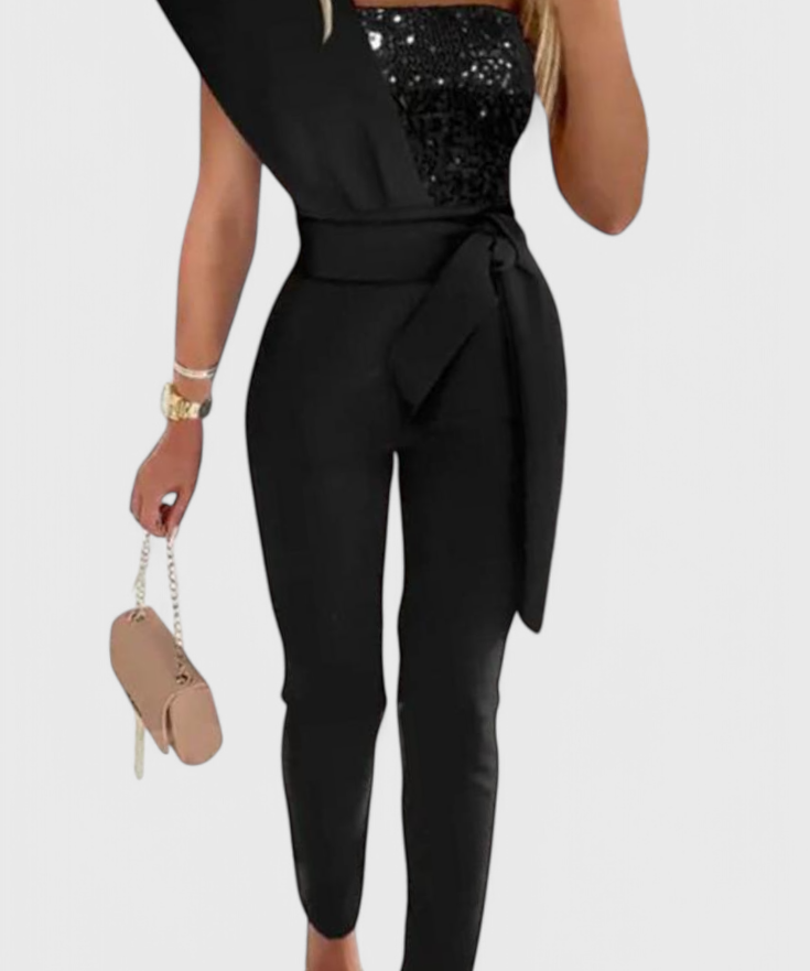 Layla Sequin One-Shoulder Jumpsuit