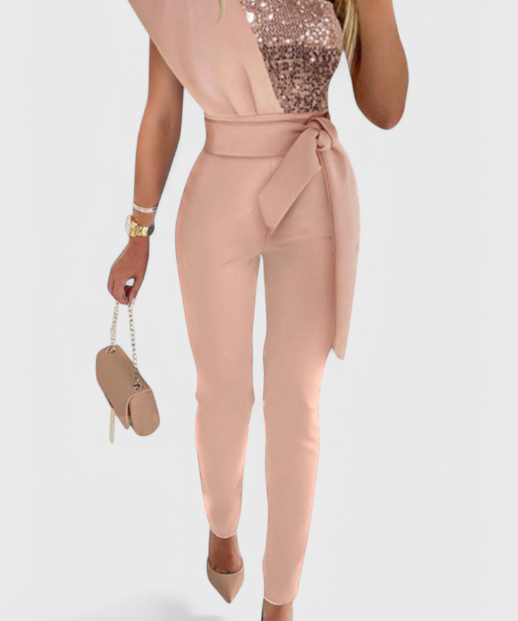 Layla Sequin One-Shoulder Jumpsuit