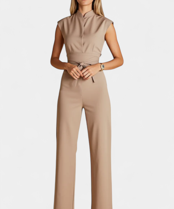 Sleeveless Jumpsuit with Flared Cut