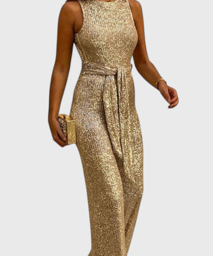 Adele Sequin Jumpsuit with Adjustable Waist
