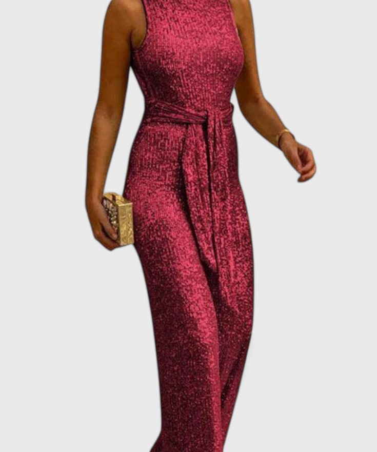 Adele Sequin Jumpsuit with Adjustable Waist