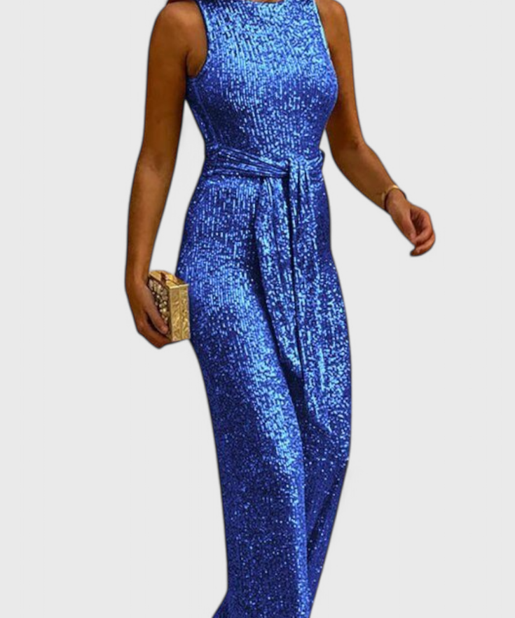 Adele Sequin Jumpsuit with Adjustable Waist