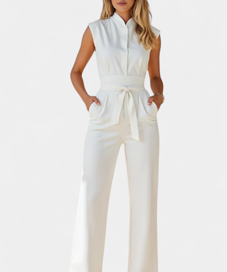 Sleeveless Jumpsuit with Flared Cut