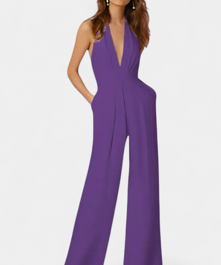 Lilac Wide-Leg Jumpsuit with Light Elegance